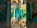 Emerald Green Crystal Geode with Golden Mineral Veins 💚😱 #cryatals #gold #green