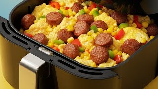 Air Fryer And Stove Top Sweet Corn, Sausage, Egg Stir Fry: Quick And Easy Recipe For Breakfast Lunch