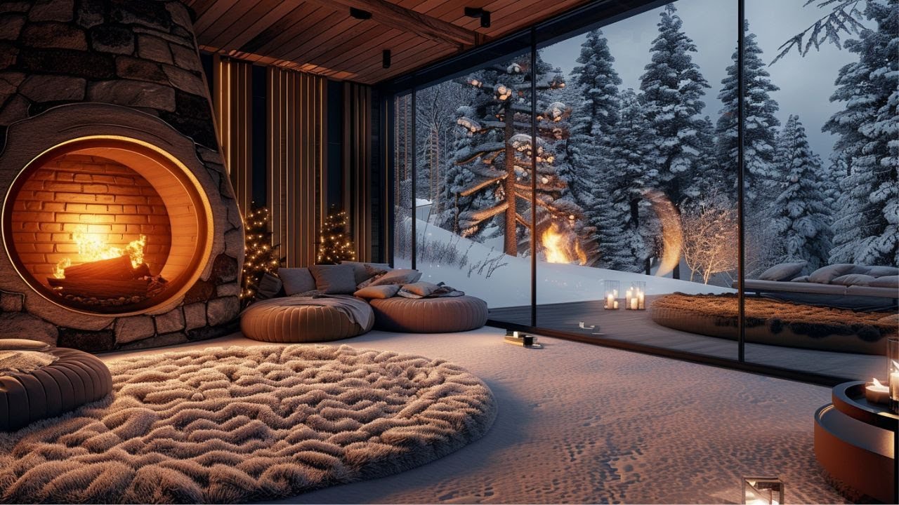 Blizzard Sounds for Sleep In a Cozy Living Room - Snowstorm Sounds and ...