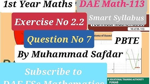 DAE Math 113 Ex # 2.2 Q No 7 Applied Mathemtics-I PBTE Smart Syllabus First Year Mathematics