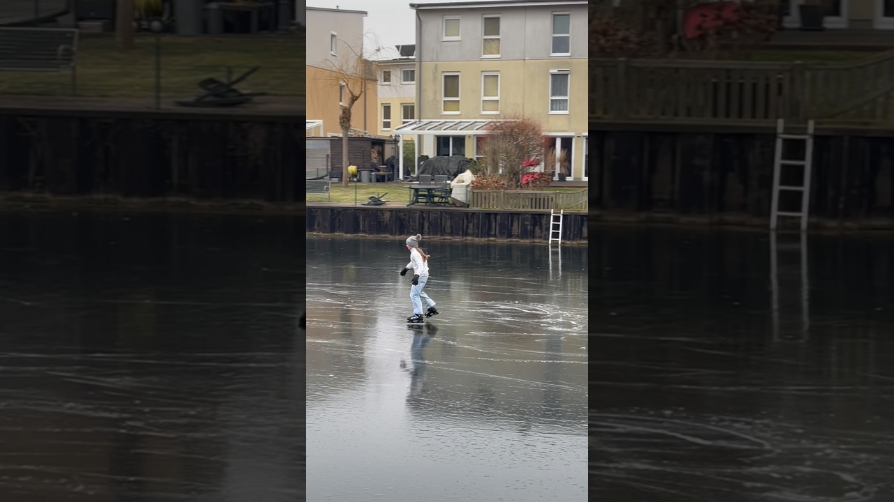 Озеро превращается в каток 🛼 | В Берлине так холодно, что можно ходить по озеру