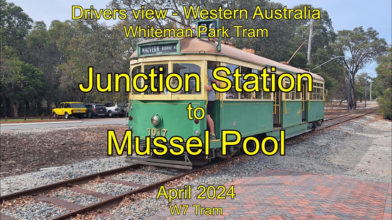 Drivers view WA, Whiteman Park Tram, Junction Station to Mussel Pool, Apr 2024
