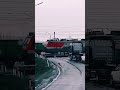 Railroad Crossing. Russian Double Freight Train