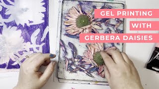 Flower Printing on the Gel Plate 🌼 Bold & Bright Gerbera Daisies