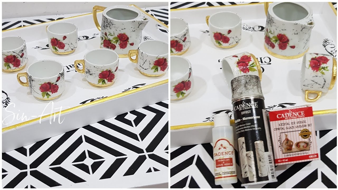 ديكوباج على البورسلين بطريقة سهلة و رائعة و مقاوم للماء حتى في غسالة الصحون #Cadence#