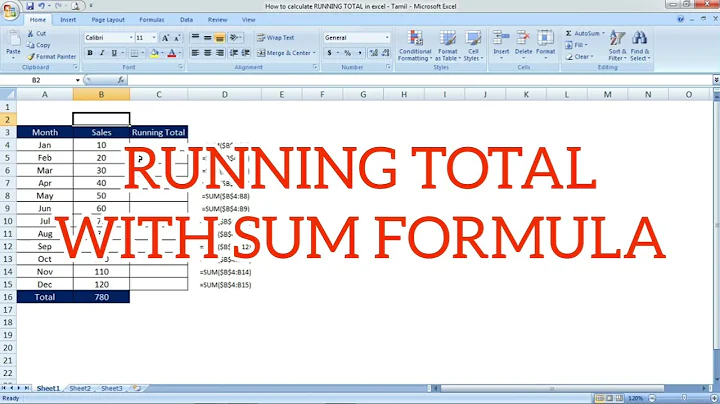 How to calculate RUNNING TOTAL in excel | SUM function to calculate running total
