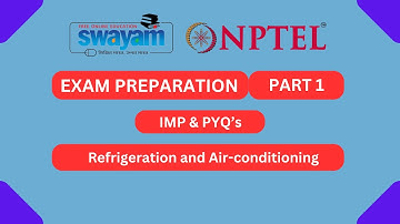 Refrigeration and Air conditioning Part 1 | NPTEL Exam Series | MYSWAYAM #nptel2024 #nptel #myswayam