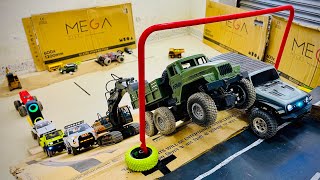 Rc Cars obstacle test, Toyota Fortuner, Excavator, Jeep Wrangler, Land cruiser defender, ￼Jimny #rc