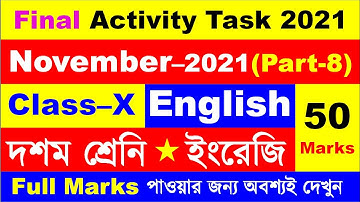 Class 10 Final Activity Task English November 2021 || Class X 50 Marks Final Activity Task English |