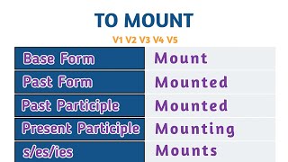 Conjugation English Verb to Mount | V1 V2 V3 V4 V5 Form of Mount