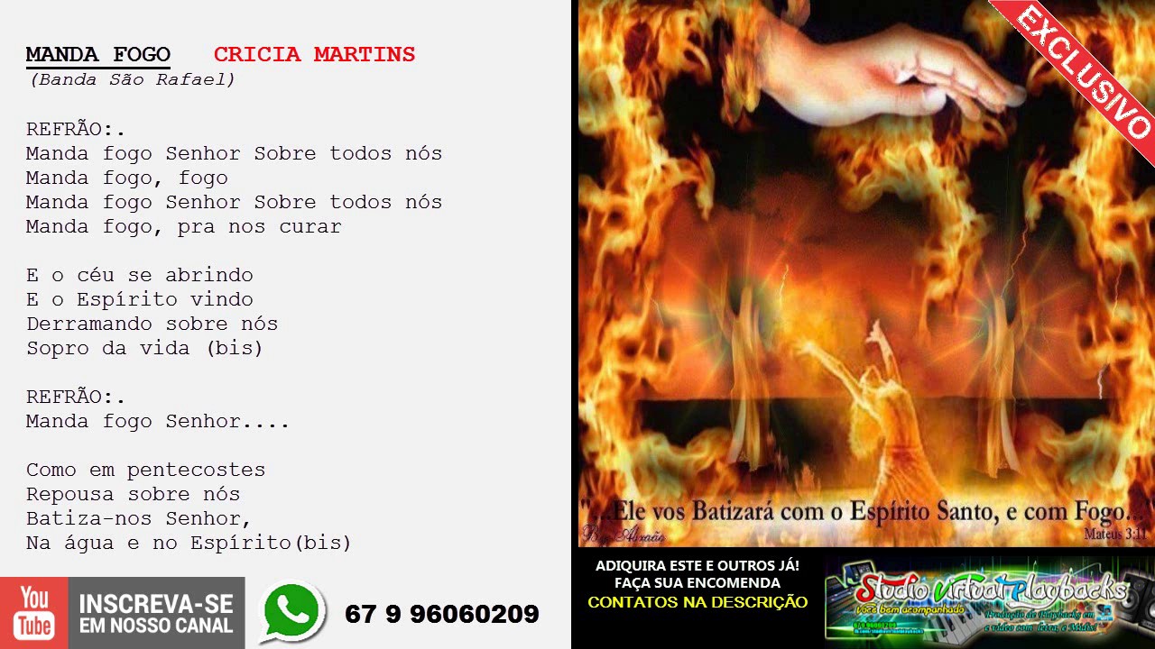 MANDA FOGO SENHOR PLAYBACK MIDI CRICIA MARTINS YouTube