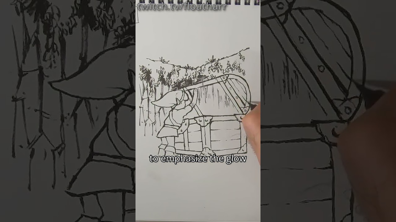 Zelda Chest in ink - 11 years of art every day, day 4159 