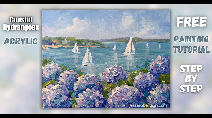 Free ACRYLIC Painting Tutorial | Coastal Hydrangeas thumbnail