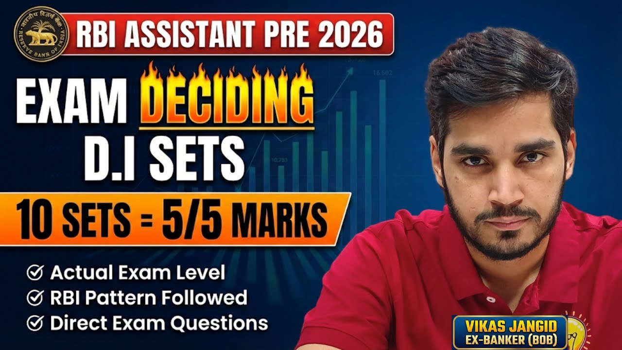 10 REAL EXAM D.I SETS for RBI ASSISTANT 2026 By Vikas Sir