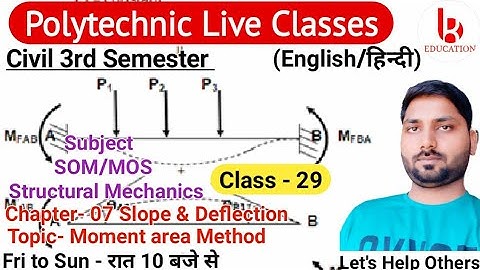 Structural Mechanics/SOM | Chapter 7 Slope & Deflection |Class 29 |Civil 3rd Semester by Brijesh Sir