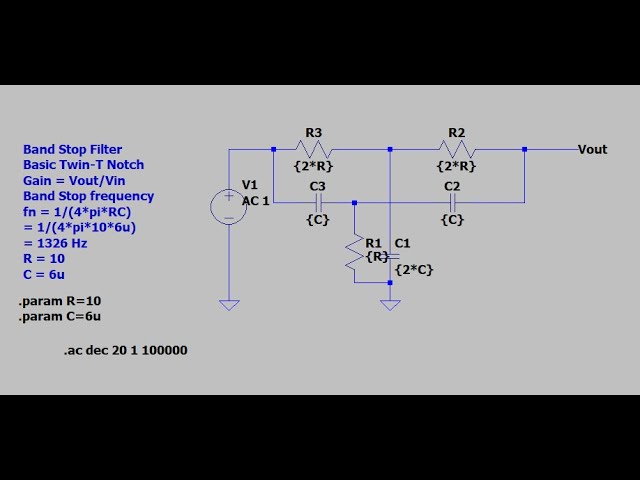 Electronic Basic 1:LTSpice Band Stop Filter Desgin Twin T Notch Filter