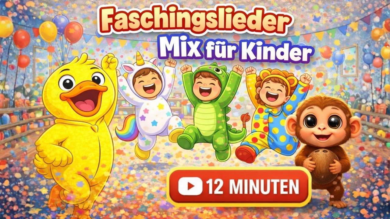 Faschingslieder Kinder Mix 🥳 Die besten Karnevalslieder für Kinder zum tanzen 🎈