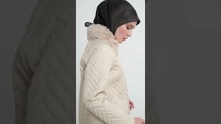 Tuğba Fall Winter 202526 Peluş Garnili Kapitone Kaban - Bej