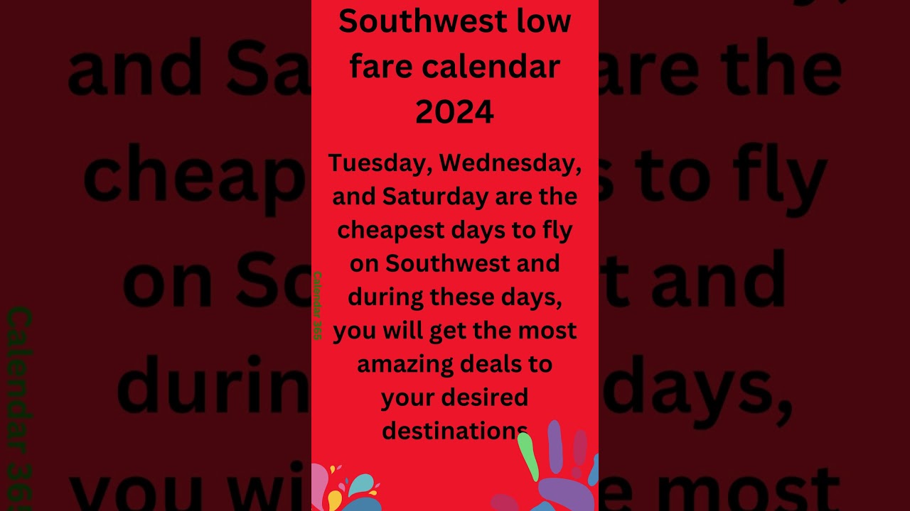 southwest low fare calendar 2024 📅 Calendar 365 📅 - YouTube