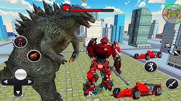 Mecha Robot Vs Godzilla Monster - US Police Transform Robot Cop Wolf Attack - Android Gameplay