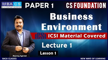 Lecture - 1 | Business Environment and Law | Lesson - 1 | CS Foundation #csfoundation #cs