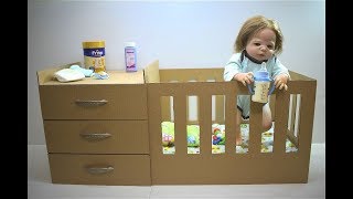 How to make a bed for a doll from a cardboard