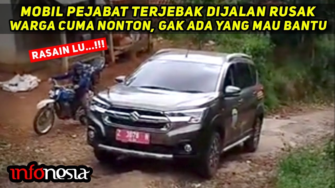 RAKYAT MULAI KOMPAK...! Warga Cuek Tidak Mau Bantu Mobil Pejabat Yang Terjebak Dijalan Rusak