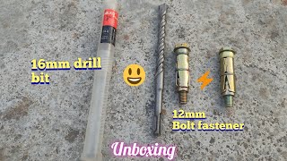 Unboxing rotary hammer concrete drill bit 16mm and 12mm hilti bos bolt fastener || Hemant Techvlogs