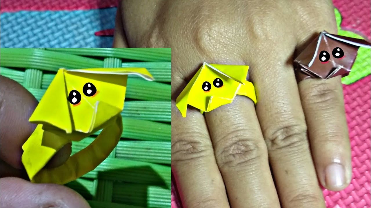 cara membuat cincin anjing origami / paper origami ring dog YouTube