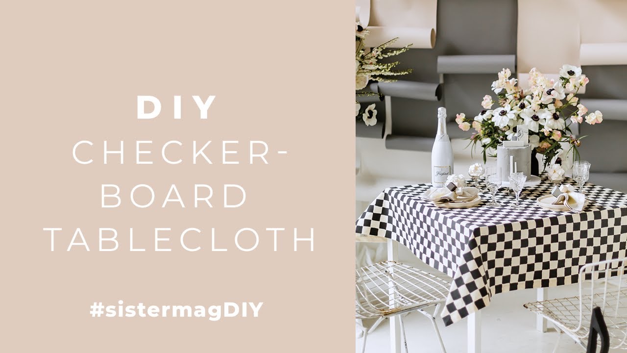DIY Checkerboard Tablecloth : Stamping with sponges - YouTube