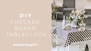 DIY Checkerboard Tablecloth : Stamping with sponges