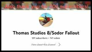 500 Subscribers! (Announcement +Sodor Fallout edit request)