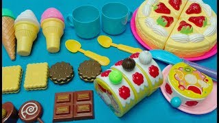 Toy Cutting Velcro Cheesecake Cake Roll Biscuit And Chocolate Playset For Kids