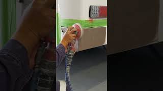 #repair #applybodyfiller #sanding #painting rear bumper on evico bus
