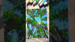 Tree Beneath The Endless Sky🌳🌫️ #treepainting #skypainting #acrylicpainting #naturepainting