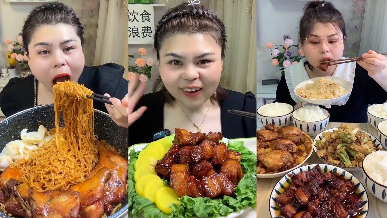 Mukbang #: Eat pig brain belly pork, Fried skewers #noodles #yummy #dinner #foodie