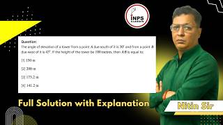 The angle of elevation of a tower from a point A due south of it is 30° and from a point B due west