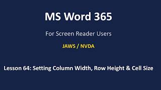 Lesson 64: Setting Column Width, Row Height &amp; Cell Size in Table | Word 365 Full Course