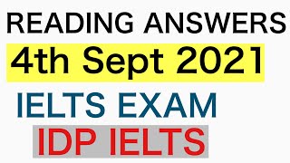 Reading Answers of 4 sept ielts exam 2021 | readinganswersof4septieltsexam ielts listening answers