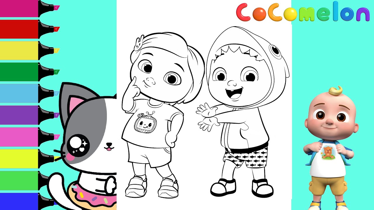 Coloring CoComelon JJ Baby Shark Nina YoYo Coloring Book Pages