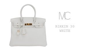 Hermes Birkin 30 Blanc (White) Clémence Gold Hardware - Vendome