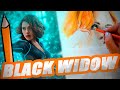 Как нарисовать Скарлетт Йоханссон. Спидпейнт Чёрная Вдова. Speedpaint Black Widow.