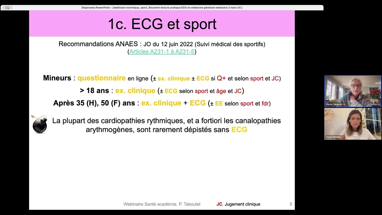 Webinaire : ECG en medecin génerale - les bonnes pratiques Dr Pierre Taboulet 06/mars/2024