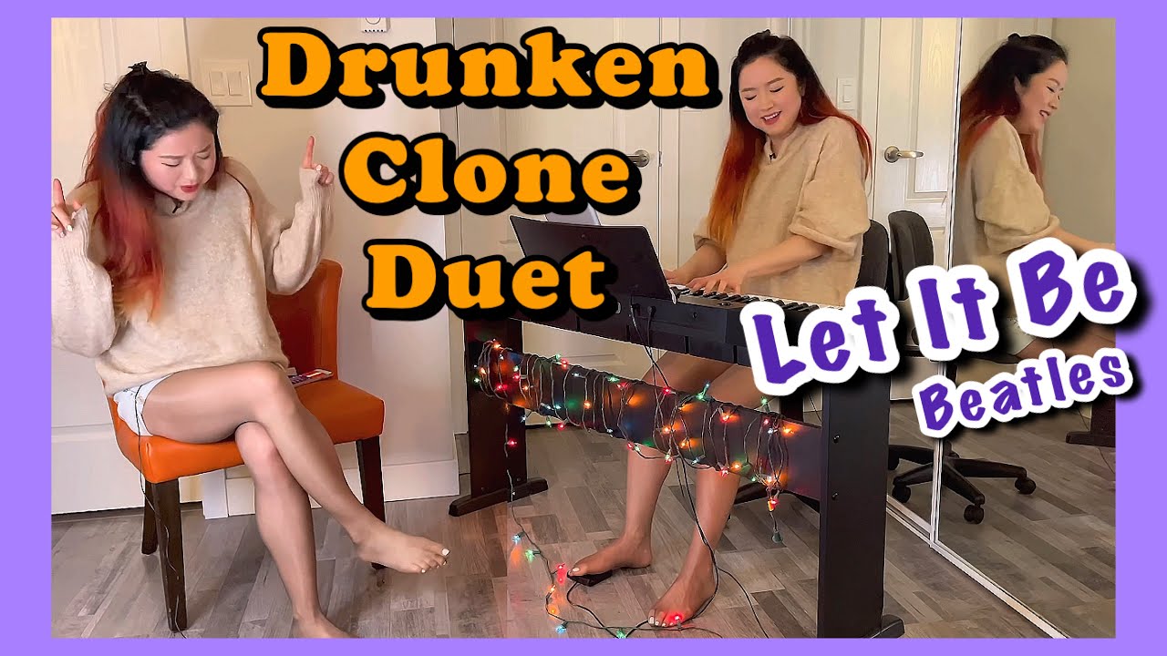 Duet with My Clone in Pantyhose - Let It Be, Beatles - Piano Singing Song Music Cover in Nylons