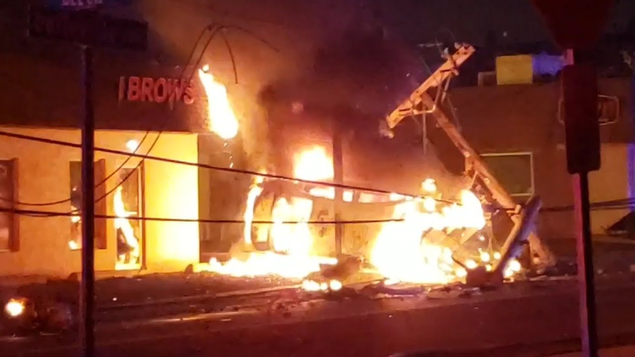 Shocking Mva Rollover Fiery Car Crash W Extension To Building