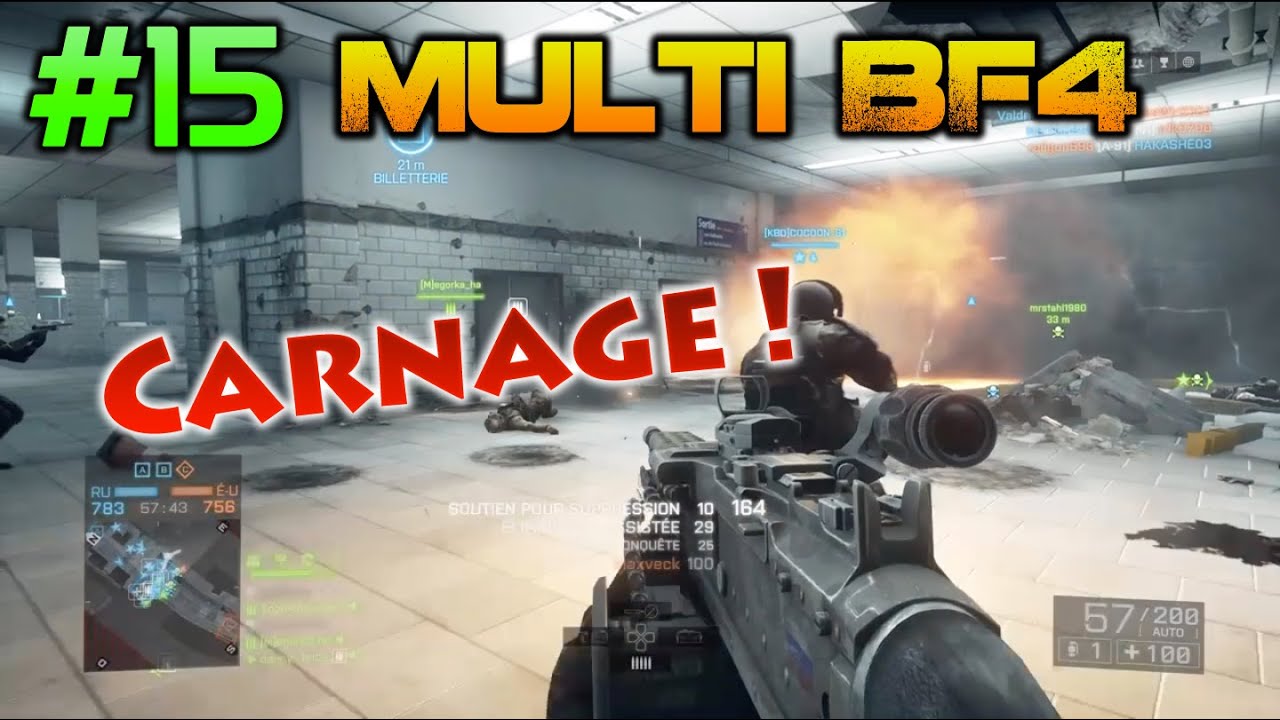 Battlefield 4 ● Gameplay multijoueur #15 ● Conquête sur Opération Métro [M240B] ● Carnage [PS4] [FR]