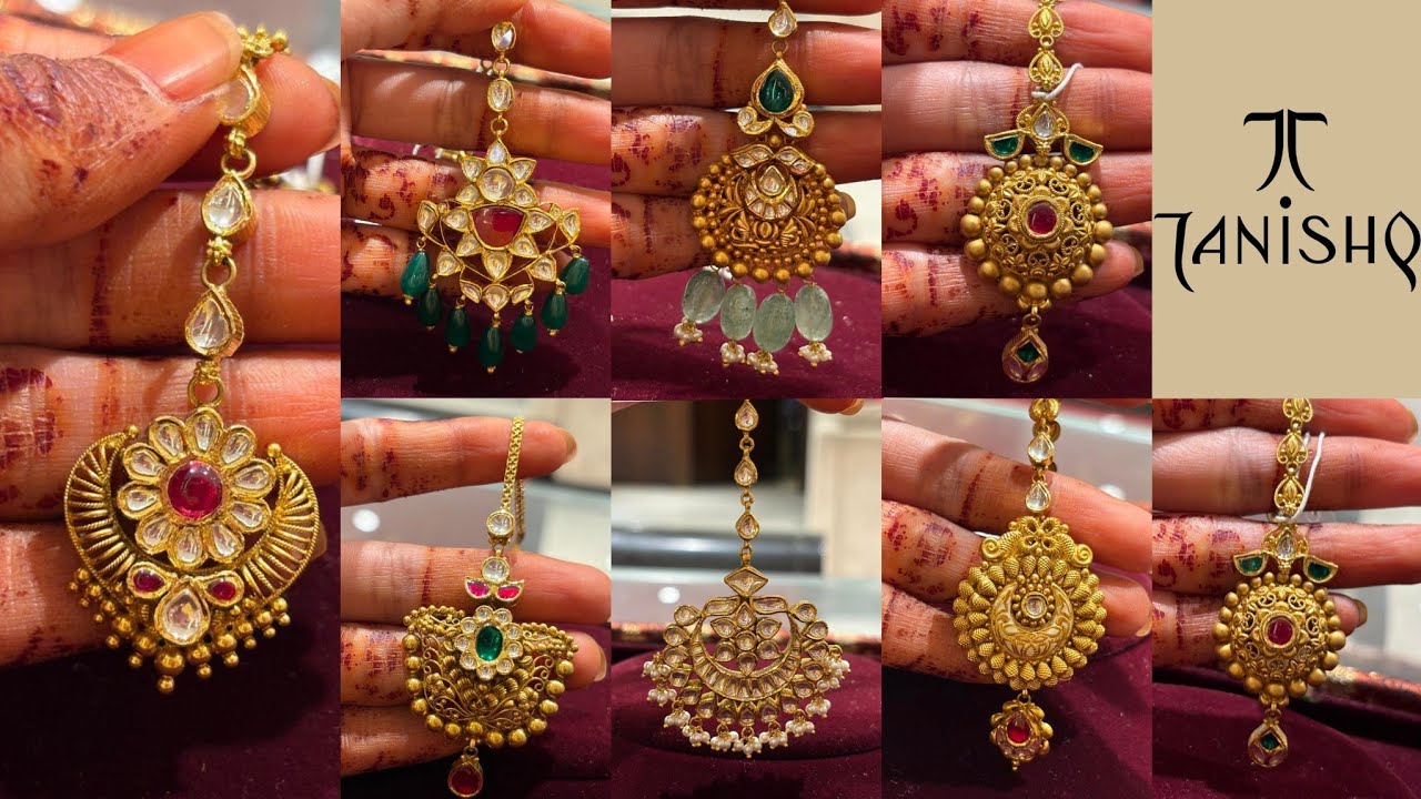 Tanishq Latest Gold Jadau Mang Tika Designs 💕 || Tanishq Trendy Gold Mangtika Collection With Price😱