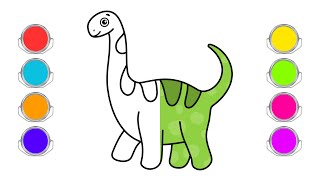 Coloring A Brachiosaurus For Kids | Learn Colors For Toddlers | Sunshine Coloring Art
