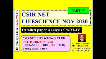 CSIR NET LIFESCIENCE NOVEMBER-2020 || PAPER SOLVED || PART-IV || Memory based || Answer Key