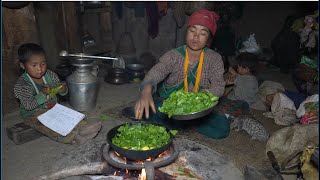 Nepali Village Cooking Greens And Parsley Vegetables In The Village